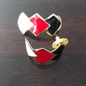 Women’s Earrings red black white gold